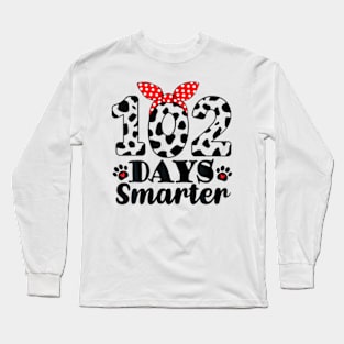 102nd Day of School Teacher Dalmatian 100 Days Smarter Girls Long Sleeve T-Shirt